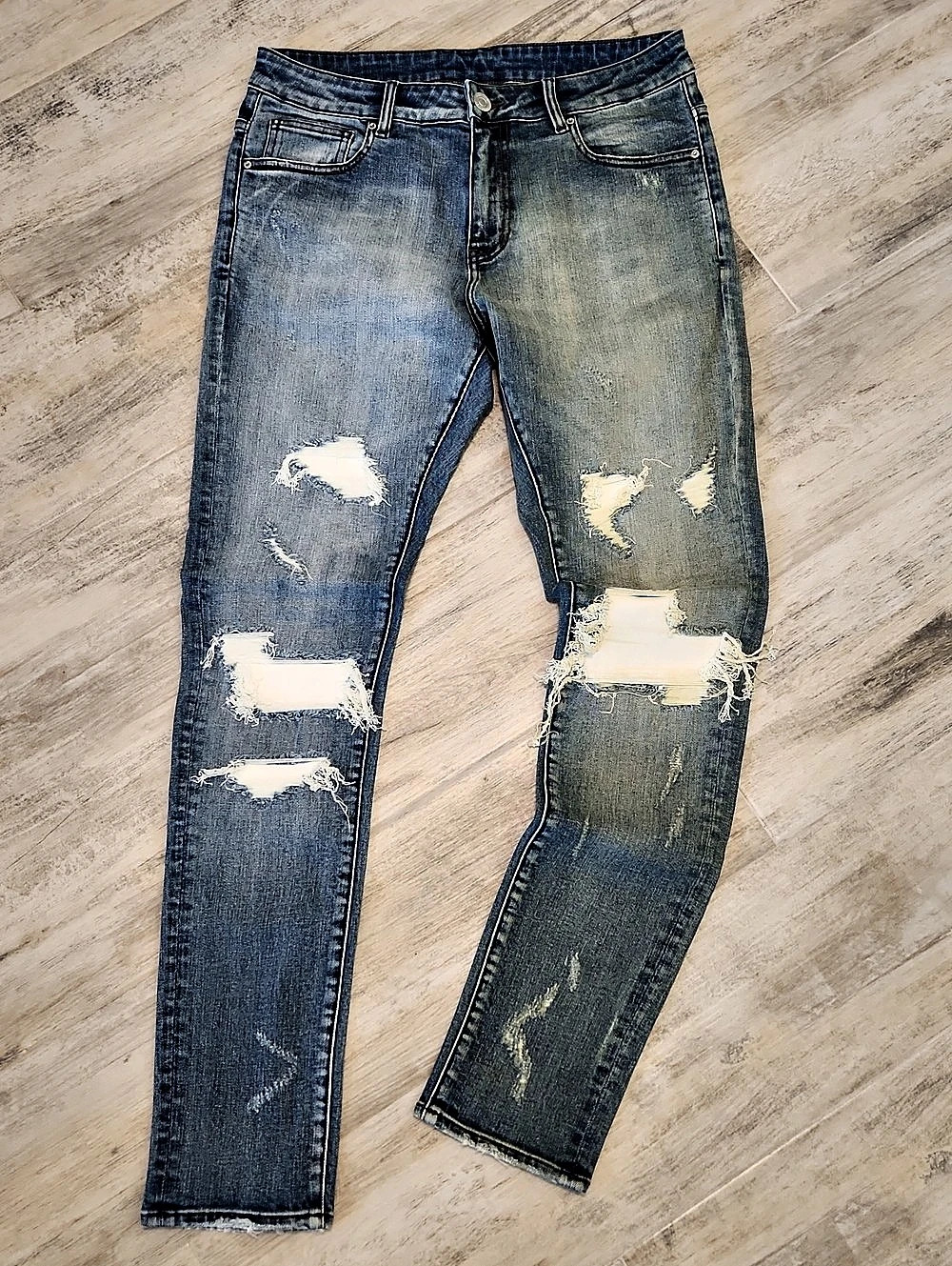 Embellish Distressed Slim Jeans